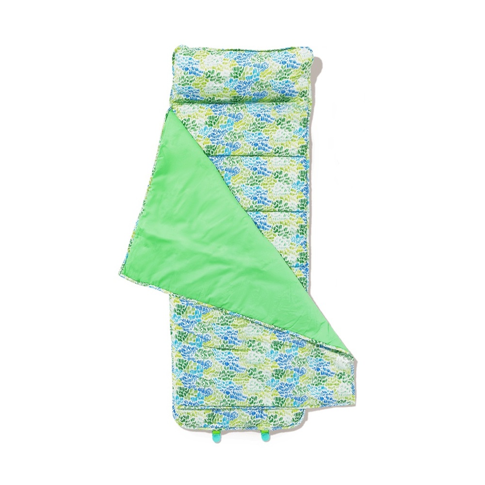 Kids Green Floral Sleeping Bag with Pillow